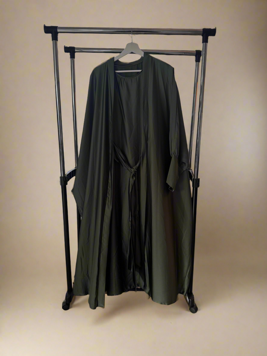 Silky Dark Green Abaya Set