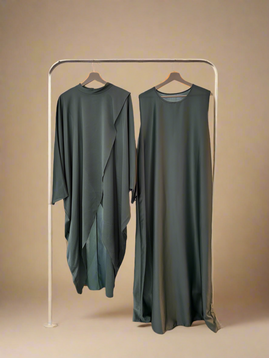 Silky Light Turquoise Poncho & Dress Set