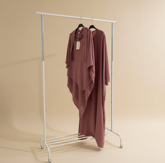 Pink Butterfly Dress & Speared Khimar Set