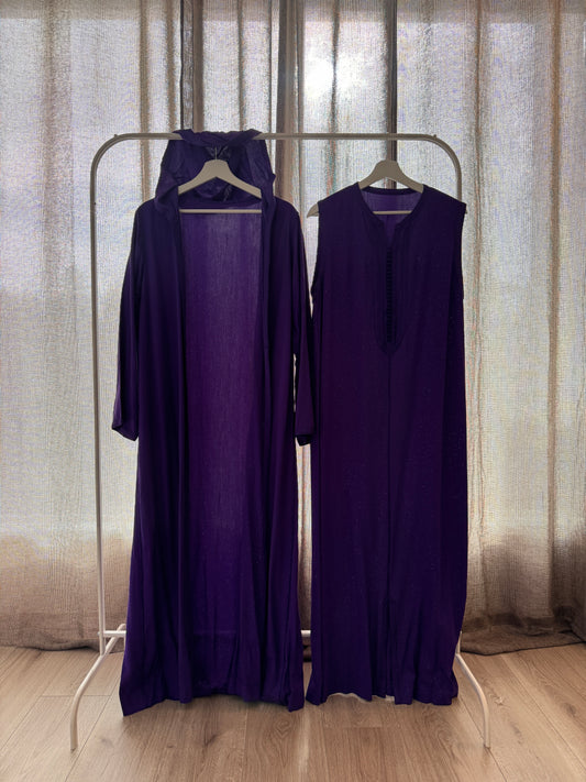 Luxurious & Sparkling Purple Kaftan Set