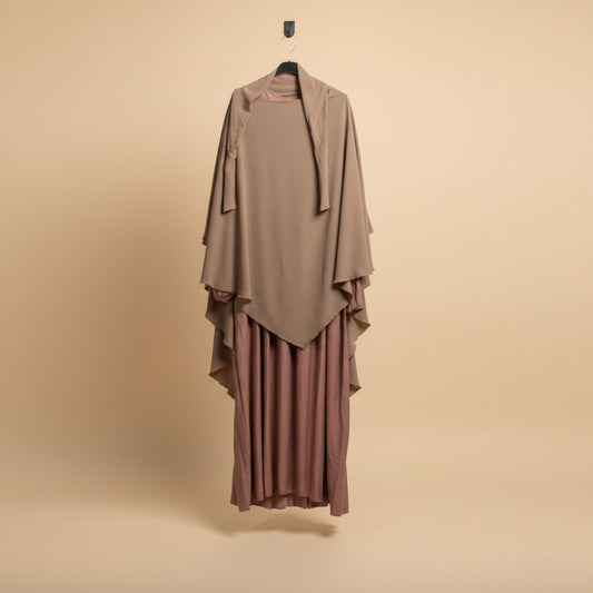 Rose Mocha Double Layered Khimar Set
