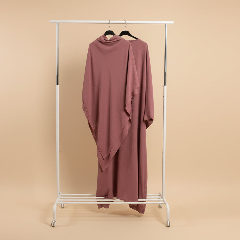 Pink Butterfly Dress & Speared Khimar Set