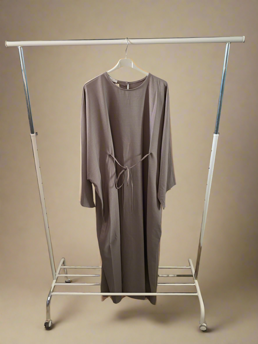 Flow-Tied Taupe Dress
