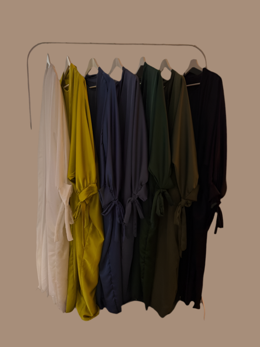 Silky Green Ribboned Abaya Set