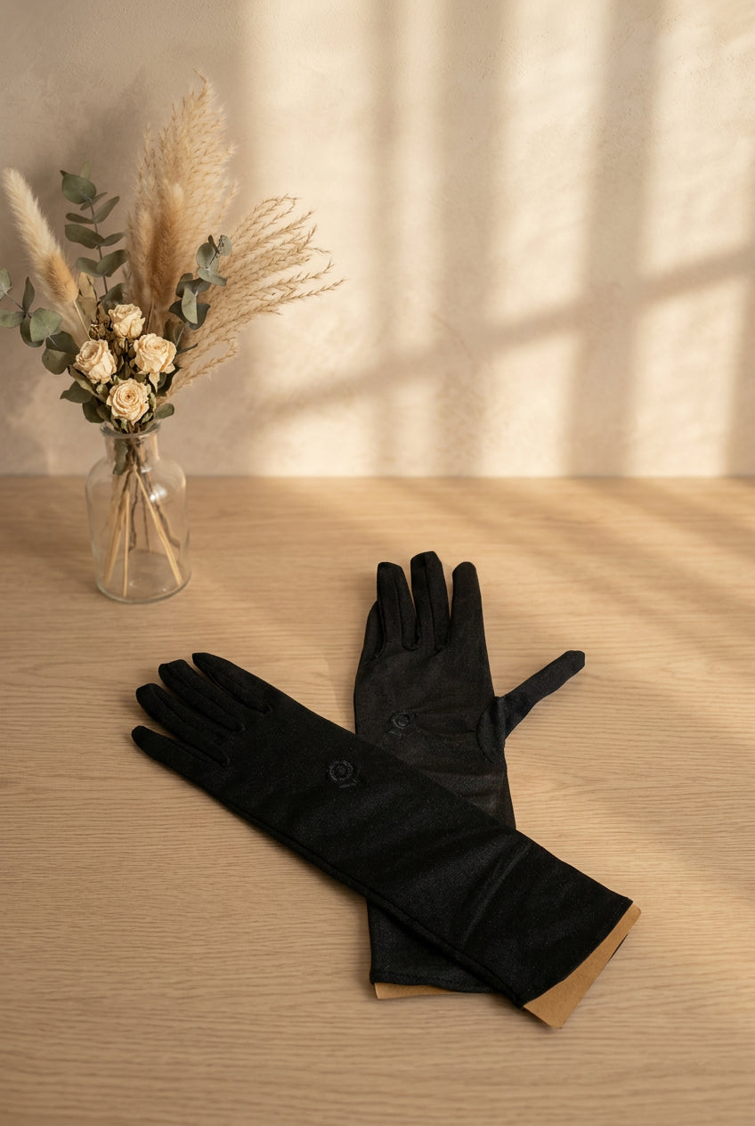 Flowered Black Gloves