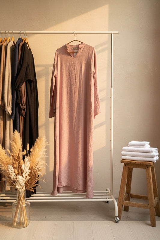 Light Rose Open Collar Dress