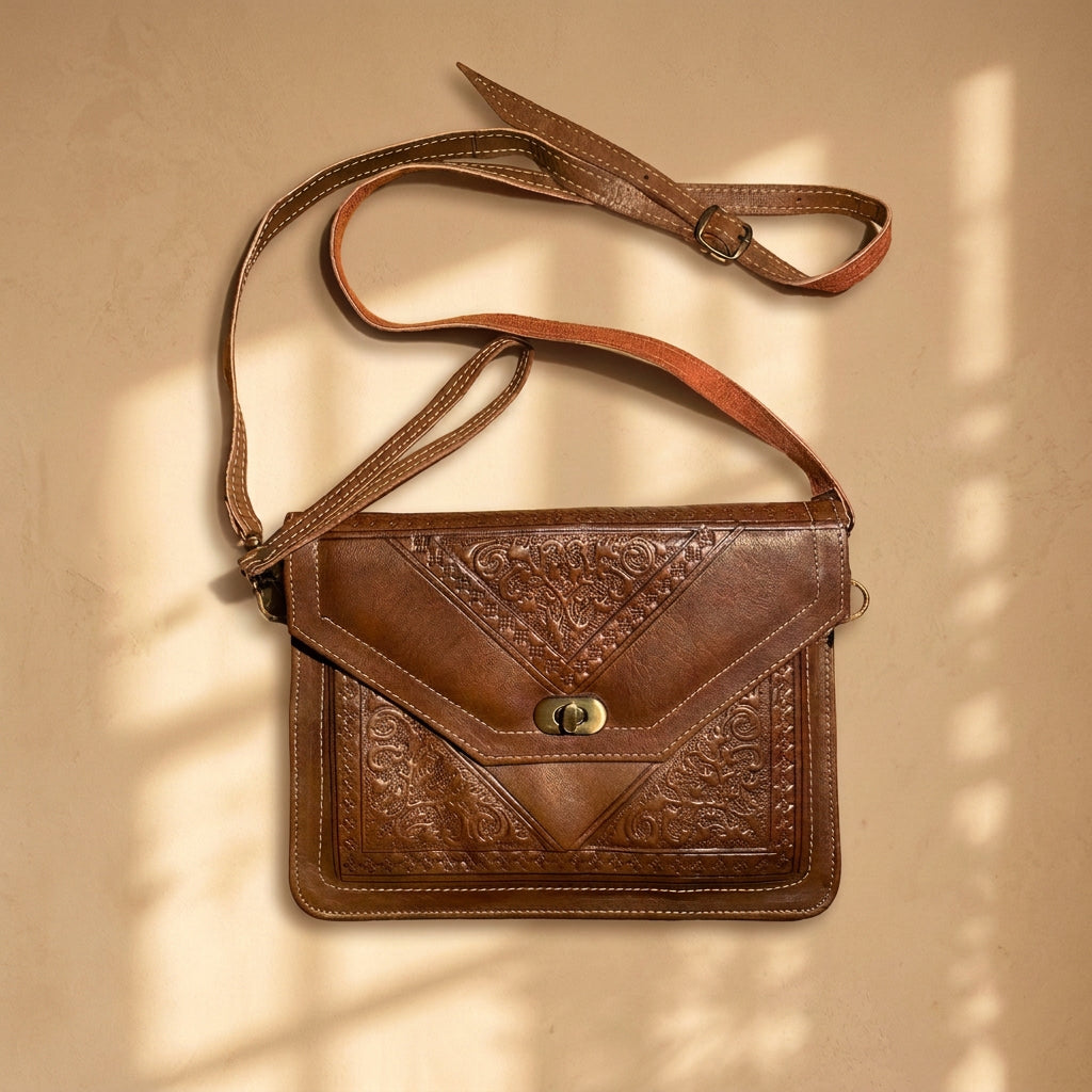 Leather Camel Brown Moroccan Shoulder Bag