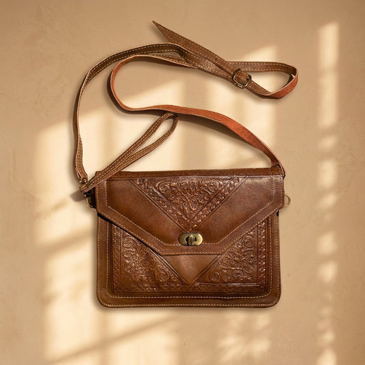 Leather Camel Brown Moroccan Shoulder Bag