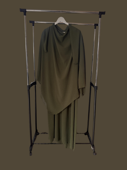 Green Flowing Khimar Set