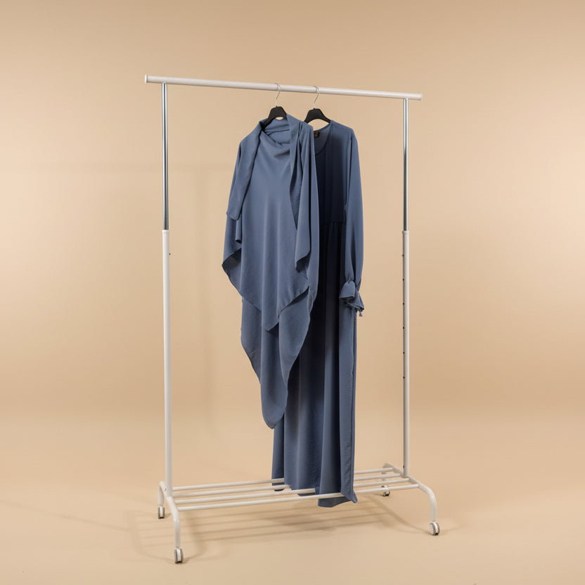 Ocean Blue Ribboned Dress & Spear Khimar Set