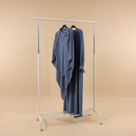 Ocean Blue Ribboned Dress & Spear Khimar Set